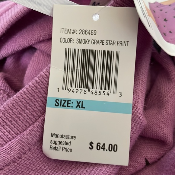 SEVEN7 French Terry Crew in Smoky Grape Star Print Size-XL NWT - Picture 6 of 6